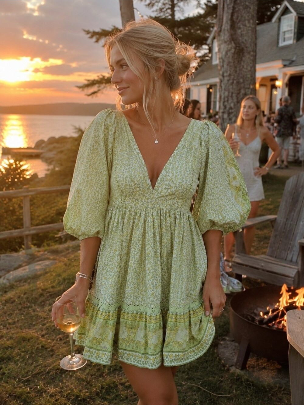 Jaase Balloon Sleeve Babydoll Dress
